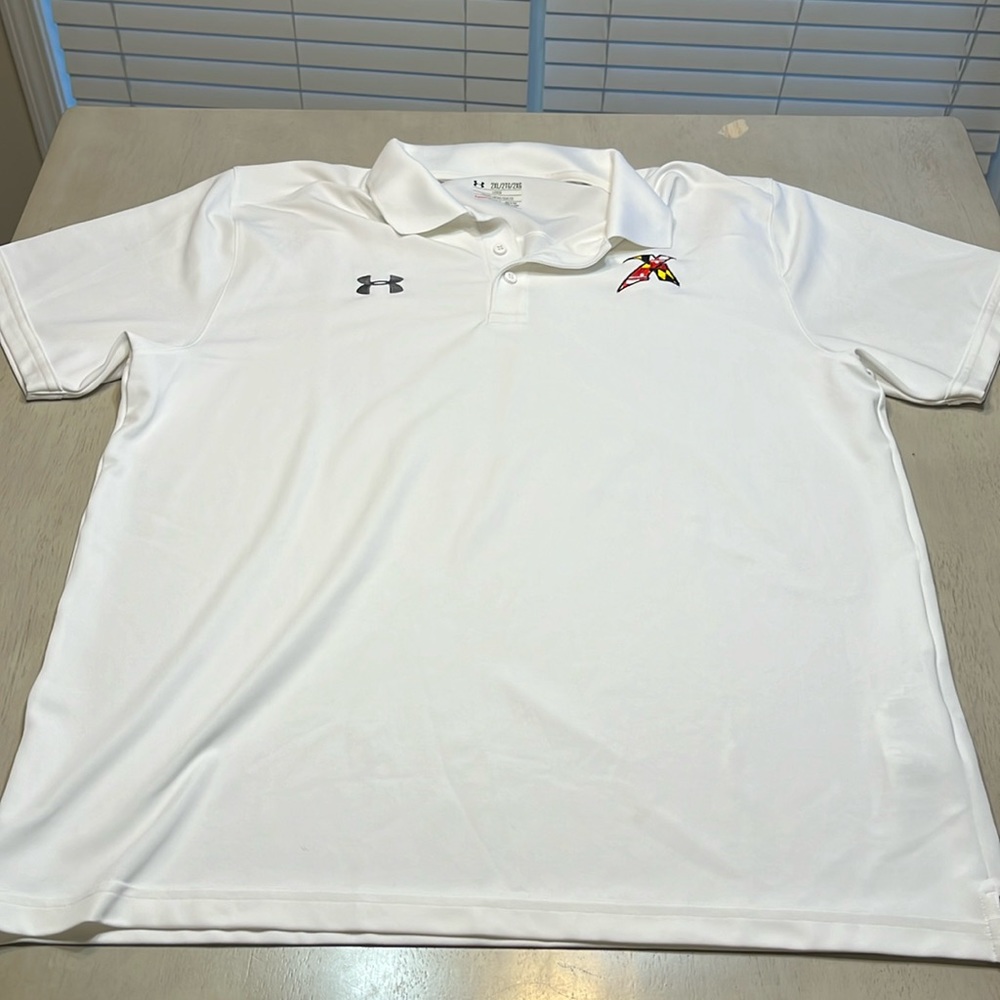Maryland Terrapins Men’s polo shirt white 2XL Like new Under Armour